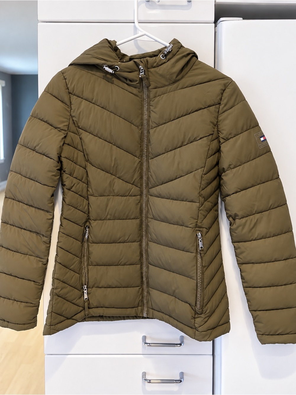 Tommy Hilfiger Olive Hooded Quilted Puffer Jacket